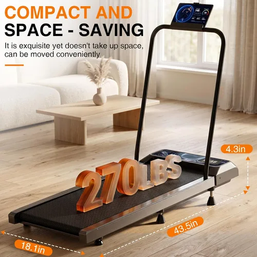 Vista 3 de Walking with Incline Pad and Handle Bar, 2.5HP Low Noise Treadmill, 270lbs Remote Control, 3 in 1 Mini Walking Machine, Walking with Incline Mat