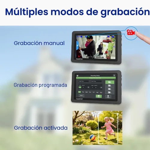 Vista 8 de CasaCam GuardianCam Air Sistema de cámara de seguridad inalámbrica con monitor de pantalla táctil de 7 pulgadas y 2 cámaras de 720p Alimentado