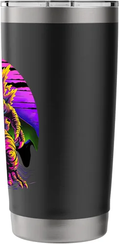 Vista 2 de Retro Funny streetwear Synthwave 80s 90s spacezilla alien Stainless Steel Insulated Tumbler