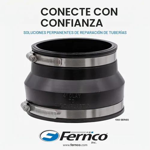 Vista 6 de Fernco 1002-44 Arcilla a hierro fundido o acoplamiento de plástico