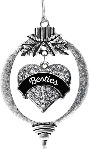 Vista 208 de Inspired Silver Adornos festivos de dije de corazón pave de plata con circonitas cúbicas