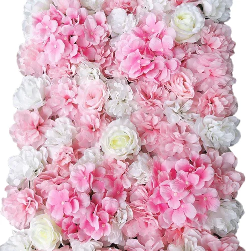 Vista 8 de OUKANING Paquete de 6 paneles de pared de flores de seda con rosas de seda, telón de fondo de pared de flores artificiales para interiores
