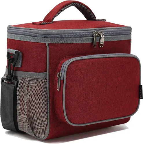 Vista 11 de FlowFly - Lonchera reutilizable con aislante para adultos, grande, para mujeres y hombres, con correa ajustable para el hombro, bolsillo frontal