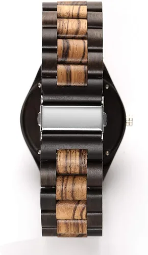 Vista 2 de TJW 6006 - Reloj de pulsera analógico de cuarzo para hombre, de madera, hecho a mano, informal.