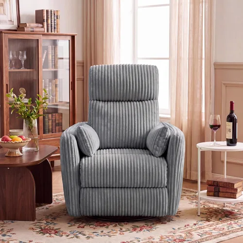 Vista 7 de Flamaker Silla reclinable giratoria, silla mecedora para cuarto de bebé Gris