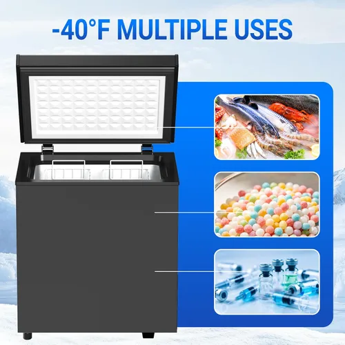 Vista 2 de Congelador de pecho 40 - Temperatura súper ultra baja - Control electrónico de 14 ℉ a -40 ℉ -2 cestas extraíbles1 ° F Control preciso de Negro