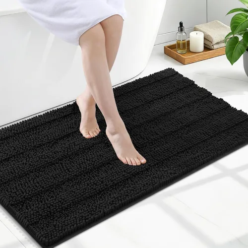 Vista 92 de Grandaily Alfombras de baño de felpilla a rayas de 24 x 16 pulgadas, extra gruesas y suaves, absorbentes, parte trasera de goma, alfombra de ducha