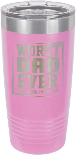 Vista 7 de El peor papá nunca negro vaso de bebida de 20 oz con popote Taza de viaje grabada con láser Comparar con Yeti Rambler Idea de regalo papá