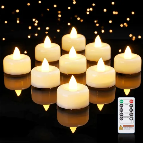 Vista 11 de Amagic 12 paquete de velas de té con temporizador, velas operadas por batería con temporizador de 6H, encendido automático diario, velas LED