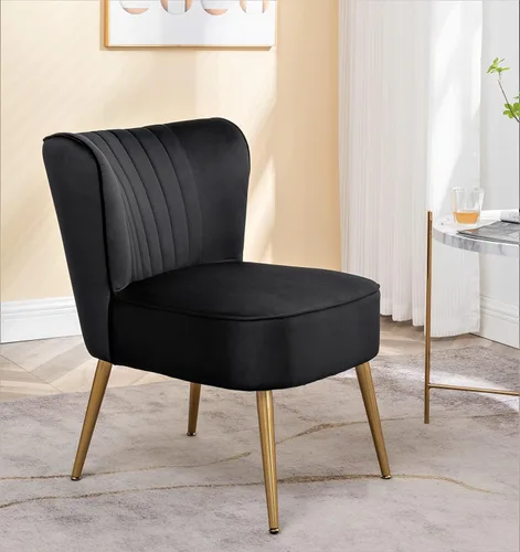 Vista 18 de Container Furniture Direct Silla moderna de terciopelo para sala de estar, dormitorio o entrada, diseño elegante y cómodo sin brazos con patas