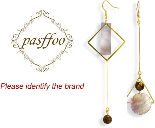 Vista 3 de Mismatch - Aretes de concha de abulón abstracta con diseño de asimétrica para mujeres y niñas, Metal, Sin incrustaciones