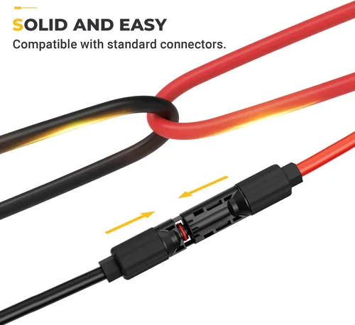 Vista 5 de BougeRV Cable de extensión solar 8AWG de 3 pies con conector hembra y macho con par adicional de conectores, kit de adaptador de panel solar