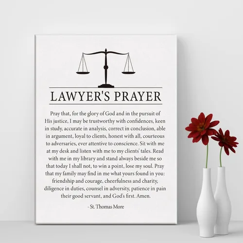 Vista 4 de LEXSIVO Lienzo impreso con texto en inglés "Lawyer's Prayer", arte de pared, decoración de oficina de ley, pintura moderna de abogado, póster de 12