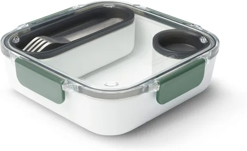 Vista 11 de BLACK + BLUM Contenedor de alimentos estilo caja Bento con compartimento Lonchera empacada con tenedor de viaje de acero inoxidable, a prueba