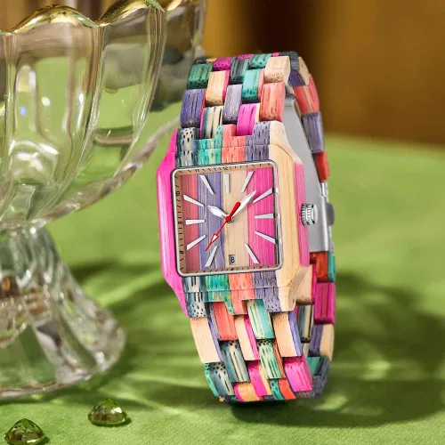 Vista 47 de Dentily Relojes de madera natural para mujer, reloj de cuarzo hecho a mano, reloj de pulsera único deportivo para mujer