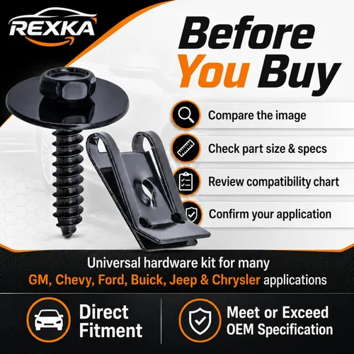 Vista 6 de Rexka Juego de 10 juegos M4.2 Universal Fender Liner Engine Splash Shield Hex Head Tornillo y Tuerca U Kit para GM Chevy Ford Buick Jeep Chrysler