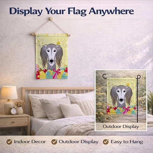 Vista 161 de Caroline's Treasures BB1923GF Bandera decorativa para jardín con diseño de Border Collie, para caza de huevos de Pascua, para jardín, jardín, patio