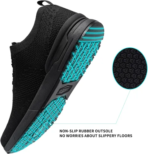 Vista 3 de LARNMERN Non Slip Work Shoes for Men Walking Running Sneakers Slip Resistant Casual Fashion Sports Tennis Shoe Kitchen Chef Food Service Slip on