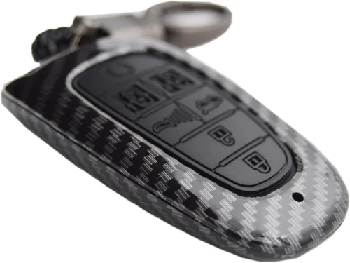 Vista 9 de Funda Protectora de Llavero de 2 Capas Hibrida de Carbono para Hyundai Tucson Tuscon Hybrid Se Sel Santa Fe Palisade Sonata Santa Cruz Ioniq 5 Nexo