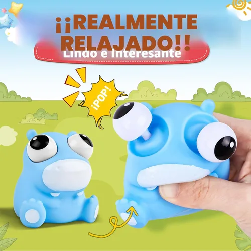 Vista 3 de Paquete de 8 juguetes blandos de animales, lindos juguetes esponjosos para niños y adultos, juguete con ojos que saltan, juguete para aliviar