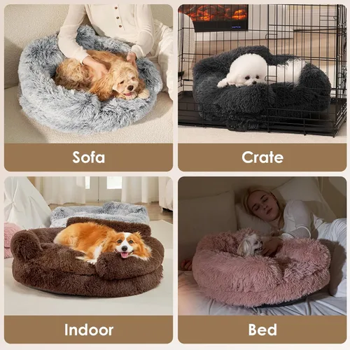 Vista 7 de EHEYCIGA Cama calmante de 20 pulgadas para perros pequeños y gatos, sofá Marrón