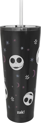 Vista 13 de Zak Designs Disney Minnie Mouse - Vaso de viaje de acero inoxidable con aislamiento al vacío con tapa a prueba de salpicaduras, incluye popote