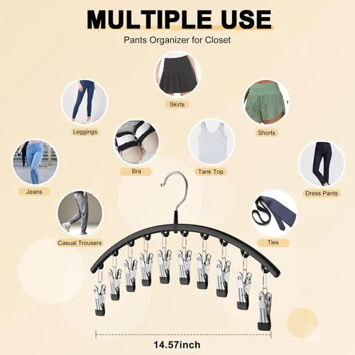 Vista 4 de Organizador de leggings para armario, perchas de metal para pantalones de yoga, 1 paquete con 10 clips con capacidad para 10 leggings, organizador