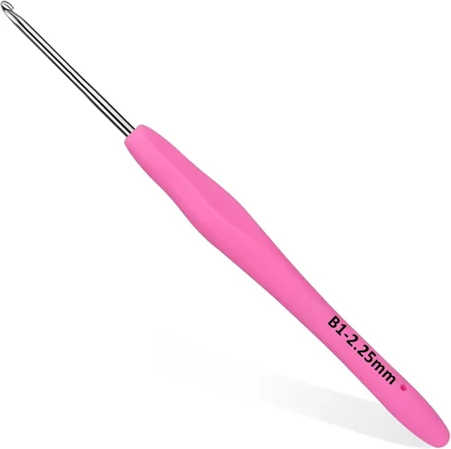 Vista 12 de SHWAKK Gancho de ganchillo pequeño, gancho ergonómico de encaje de 0.020 in, agujas de ganchillo pequeñas para manos artríticas, agujas de tejer