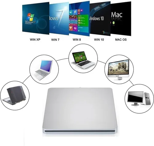 Vista 4 de USB-C Superdrive - Lector externo de DVD/CD y grabadora de DVD/CD para Apple-MacBook Air/Pro/iMac/Mini/MacBook Pro/ASUS/ASUS/DELL Latitude