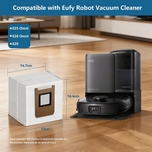 Vista 2 de WAIKAS Paquete de 6 bolsas de polvo E25 E28 para aspiradoras Eufy E28 Omni, E25 Omni y E20, accesorios de repuesto de gran capacidad