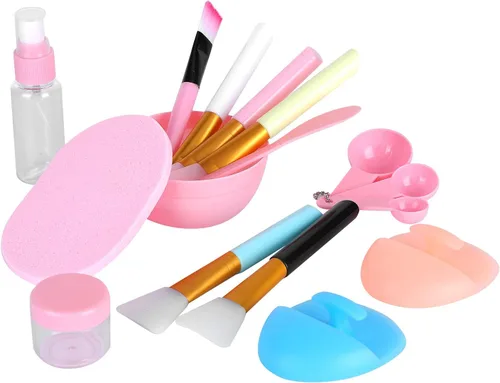 Vista 8 de Juego de cuencos para mezclar mascarillas faciales, kit de herramientas de mezcla de mascarillas con máscara facial, cuenco, espátula, cepillo