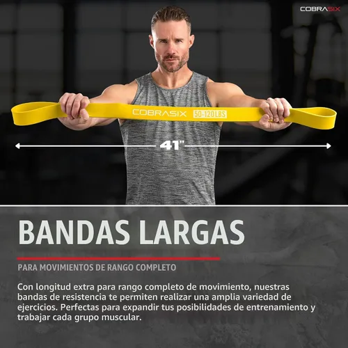 Vista 7 de COBRASIX Long Resistance Bands for Working Out Set of 6 Exercise Bands for Full-Body Training Pull Up Bands for Home Gym with Handles, Door