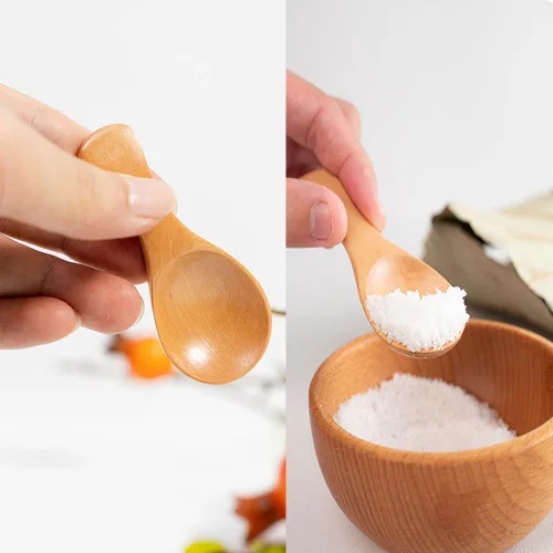 Vista 2 de 2 mini cucharas de madera con mango corto, perfecto para pequeños frascos de mermelada especias, condimentos, azúcar, miel, café, té, mostaza