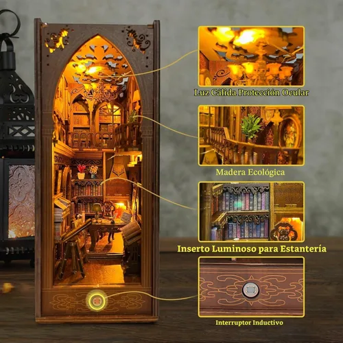 Vista 3 de Suruim - Kit de manualidades para rincón de libros, rompecabezas para sujetalibros, miniatura, biblioteca, estante de libros, inserto