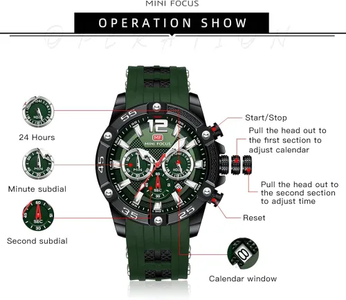 Vista 7 de KXAITO Mens Watches Military Sport Waterproof Chronograph Watch Luminous Silicon Strap Casual Watches for Men Fashion Analog Quartz Business Wrist