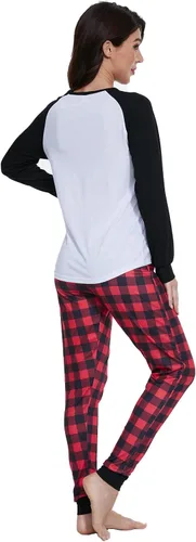 Vista 3 de YIJIU Pijamas de Navidad con estampado de ciervos y tótem de manga larga