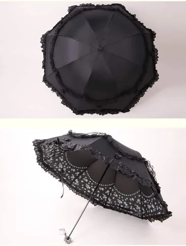 Vista 45 de Honeystore Paraguas plegable a prueba de rayos ultravioleta Princess Lace Parasol con cúpula anti-UV