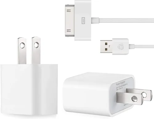 Vista 3 de ESK Cable de carga USB certificado de 6 pies y 30 pines con adaptador de corriente USB de 5 W para iPhone 4/4s, iPhone 3G/3GS, iPad 1/2/3, iPod