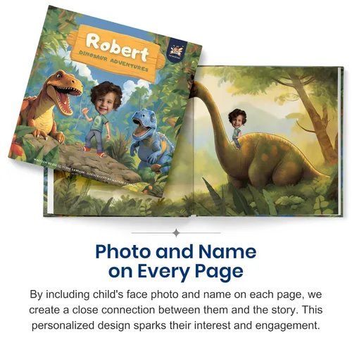 Vista 3 de Libro de cuentos personalizado para niños, aventura de dinosaurios, nombre y foto personalizados, regalos para bebés, historia atractiva para niños
