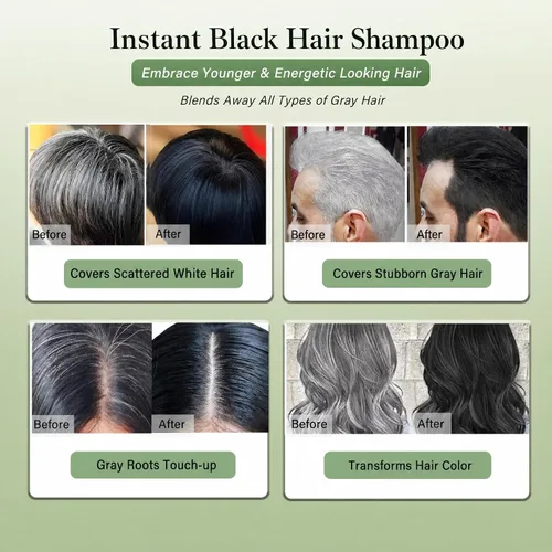 Vista 3 de Champú de tinte para cabello negro para cabello gris, champú instantáneo de color de cabello, champú de larga duración, champú para cabello negro