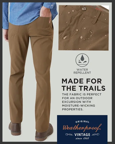 Vista 5 de Weatherproof Vintage Pantalones de excursión de ajuste regular para hombre, ultra elásticos, informales, con parte delantera plana