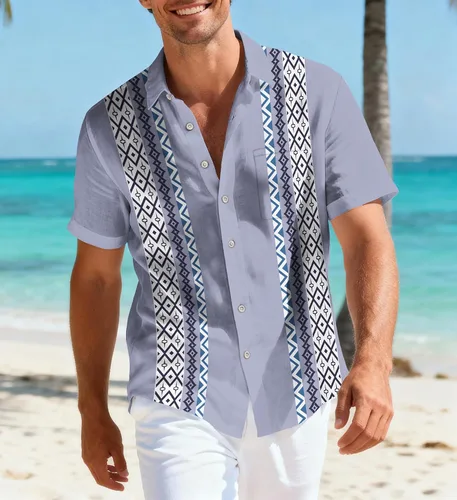 Vista 17 de Camisas hawaianas para hombre, casual, manga corta, con botones, tropical, verano, playa, con bolsillo Camisas de bolos negras para hombre