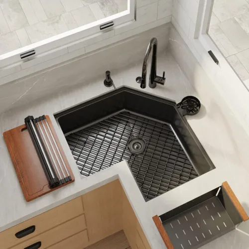 Vista 2 de Strictly Sinks Fregadero de Cocina Esquinero de 30 Pulgadas Bajo Encimera – Fregadero Mariposa Bajo Encimera de Acero Inoxidable Calibre 16