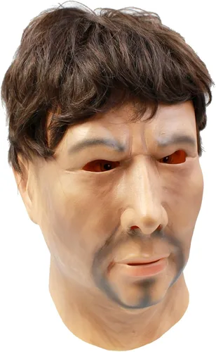 Vista 2 de CreepyParty Máscara de cabeza realista de látex para fiesta de Halloween, hombre fuerte