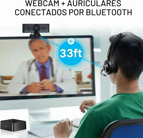 Vista 4 de Gsou - Cámara web 1080P con micrófono para escritorio, corrección automática de luz, cubierta de privacidad, cámara web de computadora, conexión