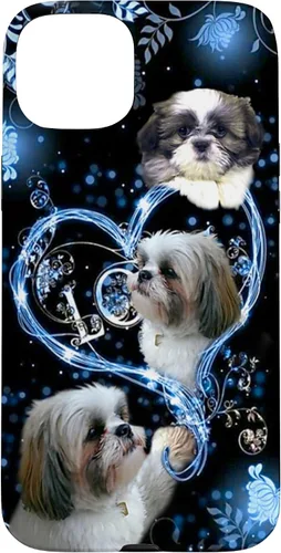 Vista 9 de Funda para PC iPhone 16 I Love Shih Tzu Dogs Flowers Heart Shih Tzu Metal