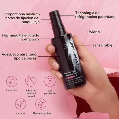 Vista 2 de Skindinavia El Spray de acabado de maquillaje, spray fijador de maquillaje para novia, uso durante todo el día, larga duración hasta más de 16