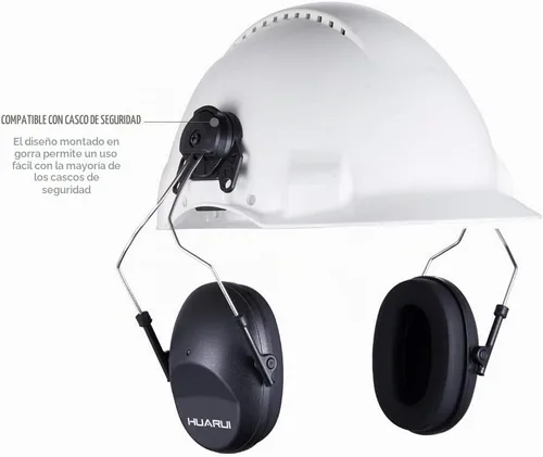 Vista 3 de Casco con cancelación de ruido, orejeras acoplables, bloqueo de sonido, protección auditiva para sitios de construcción, adaptadores
