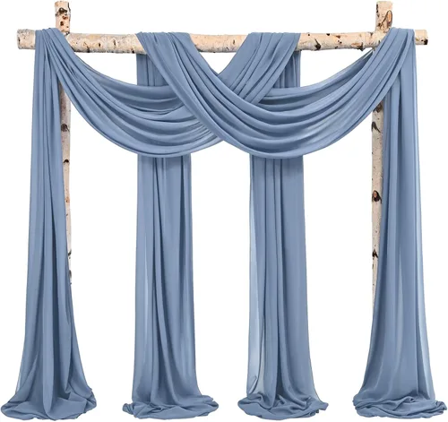 Vista 46 de Tela para Cubrir Arco de Boda, 4 Paneles 71 cm x 6,1 m Telas para Arco de Boda Azul Bebé para Ceremonia, Telas de Gasa para Decoración de Arco