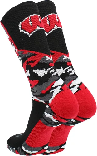 Vista 2 de TCK NCAA Woodland Camo Crew Socks – Officially Licensed Collegiate Fan Gear – Durable Cushioned Moisture Wicking Socks